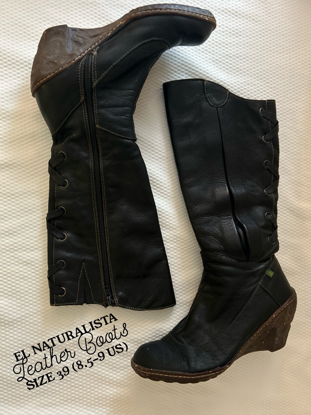 El Naturalista Tall Black Leather Boots